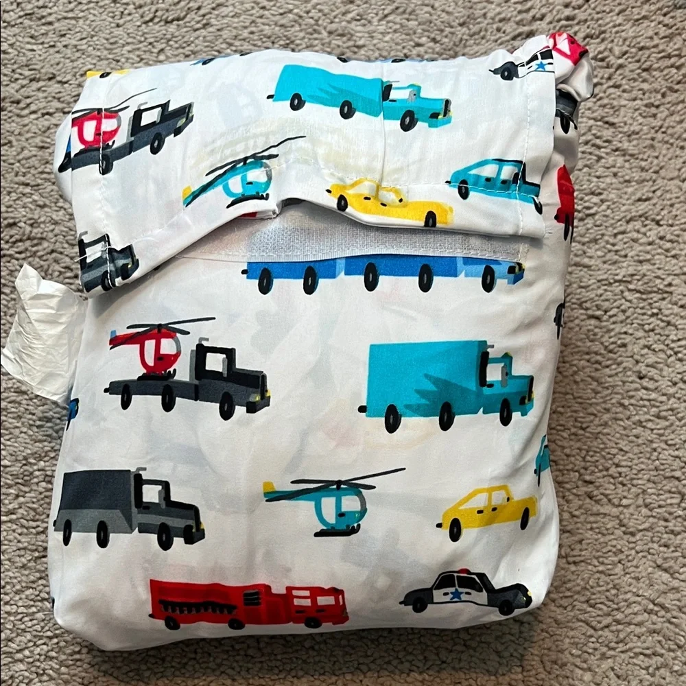 Children's Transport Print Bed Sheet Set - White with Multicolor Vehicles